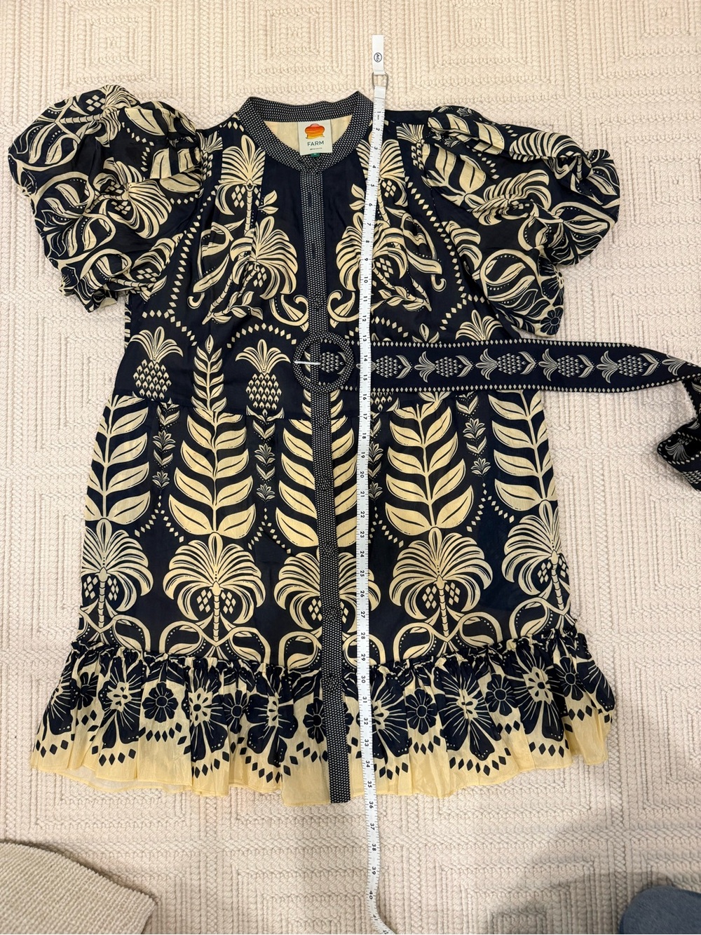 Farm Rio Floral Mini Dress in Blue & Cream Like New - Picture 9 of 9